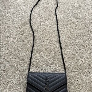 Yves Saint Laurent Black Chevron Crossbody Bag